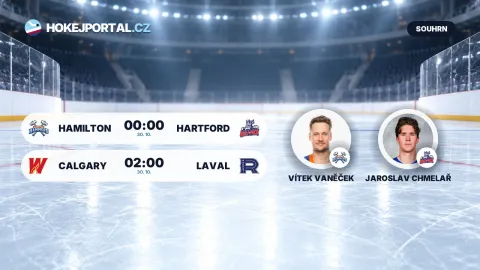 Hamilton – Hartford 00:00, Calgary – Laval 02:00 (AHL)